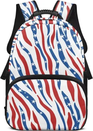 American Flag Computer Backpacks for Laptops Bags Animal Pattern Sturdy Book Bag with 2 Compartments Large Shoulder Purse Bagpack for School