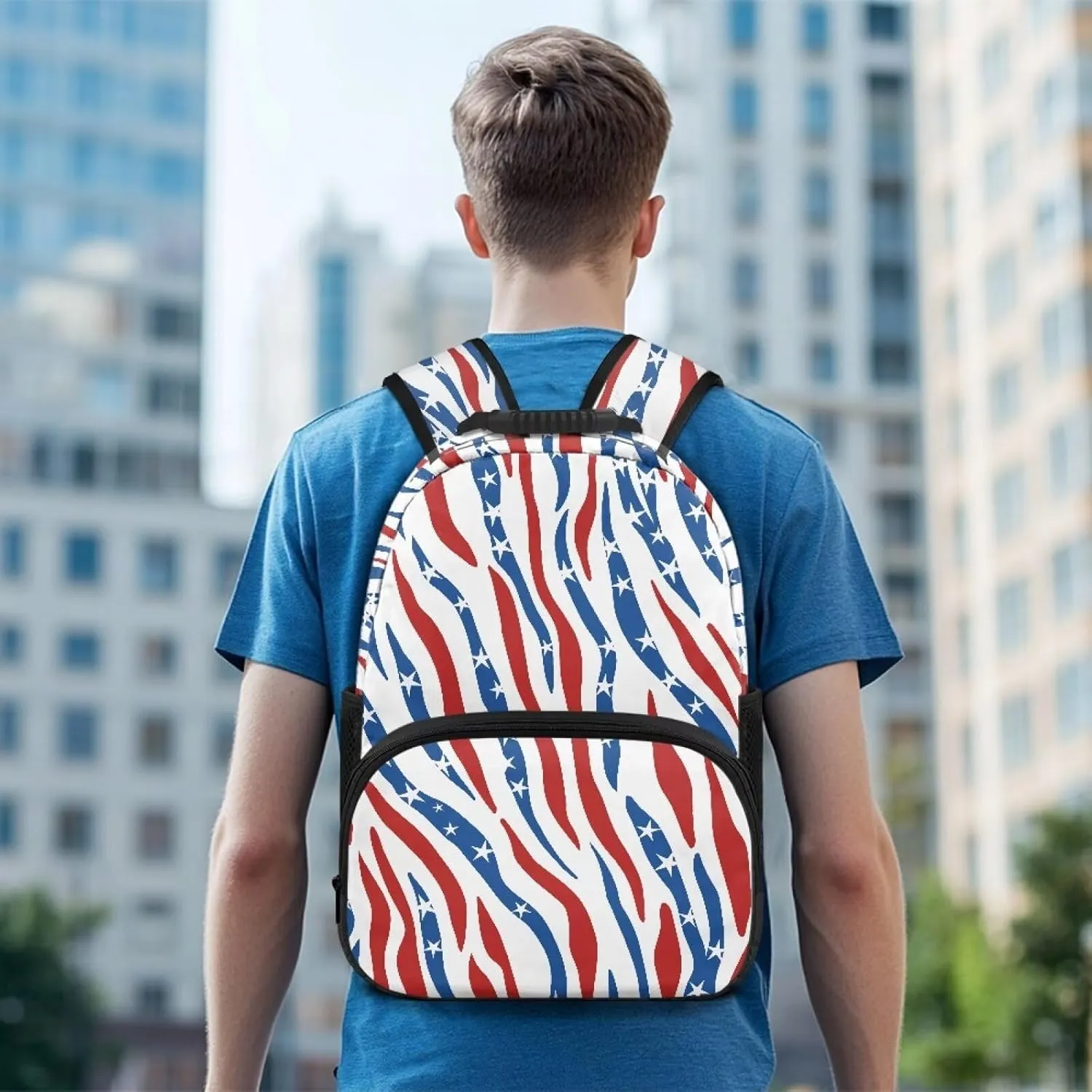 American Flag Computer Backpacks for Laptops Bags Animal Pattern Sturdy Book Bag with 2 Compartments Large Shoulder Purse Bagpack for School