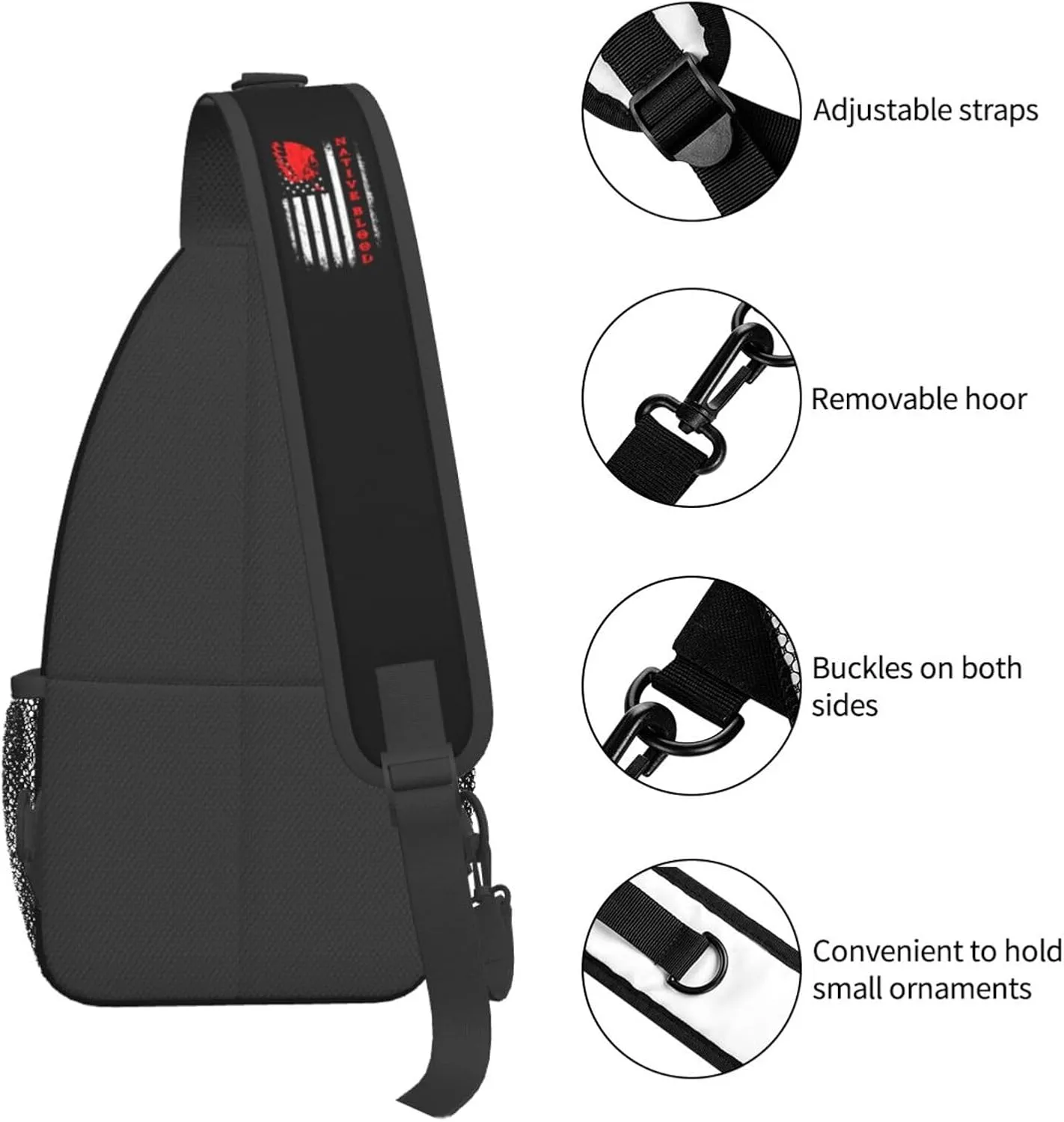 American Flag Native Blood Sling Bag Crossbody Backpack Shoulder Casual Daypack Bag for Men Women