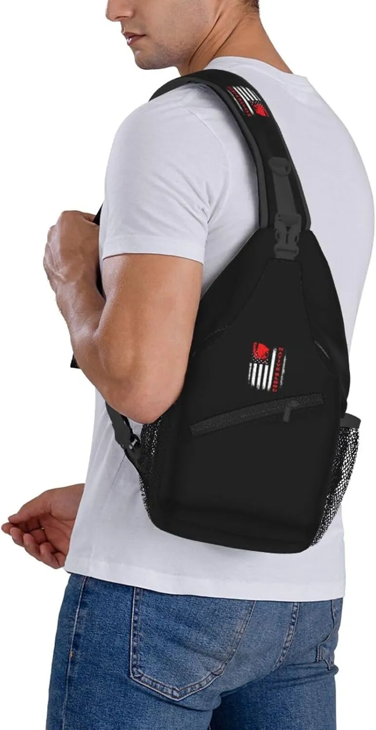 American Flag Native Blood Sling Bag Crossbody Backpack Shoulder Casual Daypack Bag for Men Women
