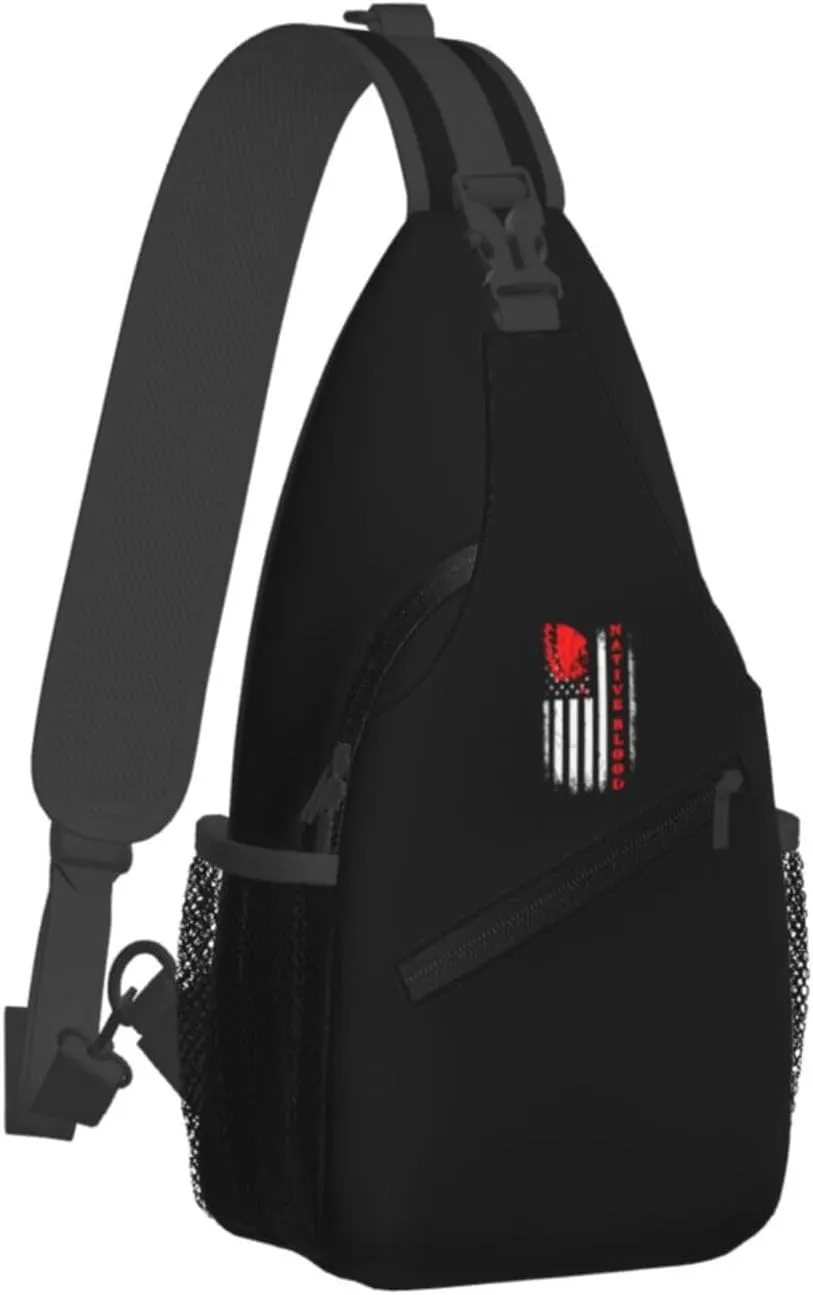 American Flag Native Blood Sling Bag Crossbody Backpack Shoulder Casual Daypack Bag for Men Women