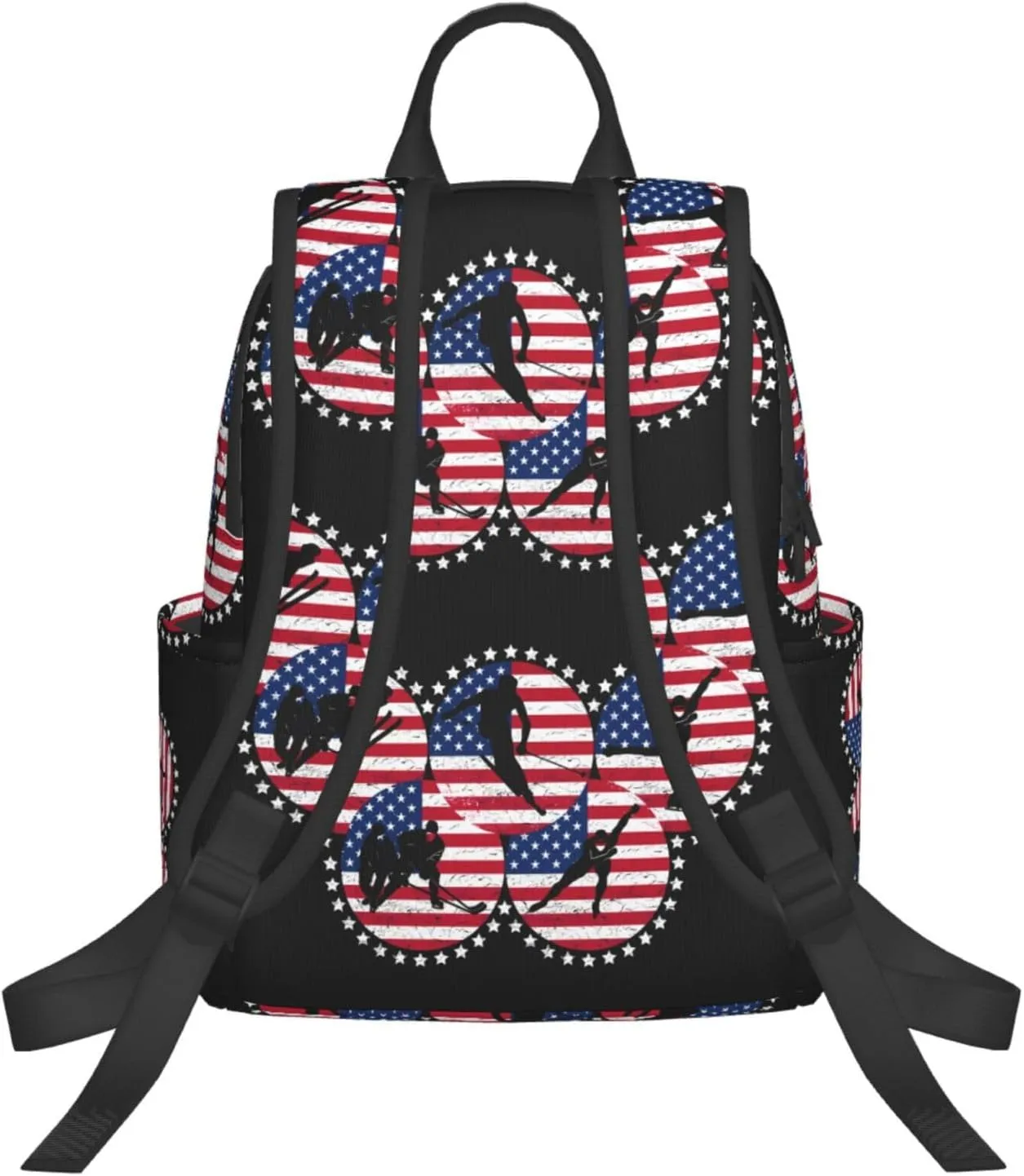 American Flag Winter Sport Games Casual Backpacks Laptop Backpack Outdoor Travel Rucksack Sport Carry-On Daypack Lightweight Bag with Multi-Pockets