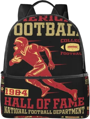 American Football hall fame national athletic Backpack Lightweight Laptop Backpacks Casual Double Shoulder Backpack For Women Men Travel