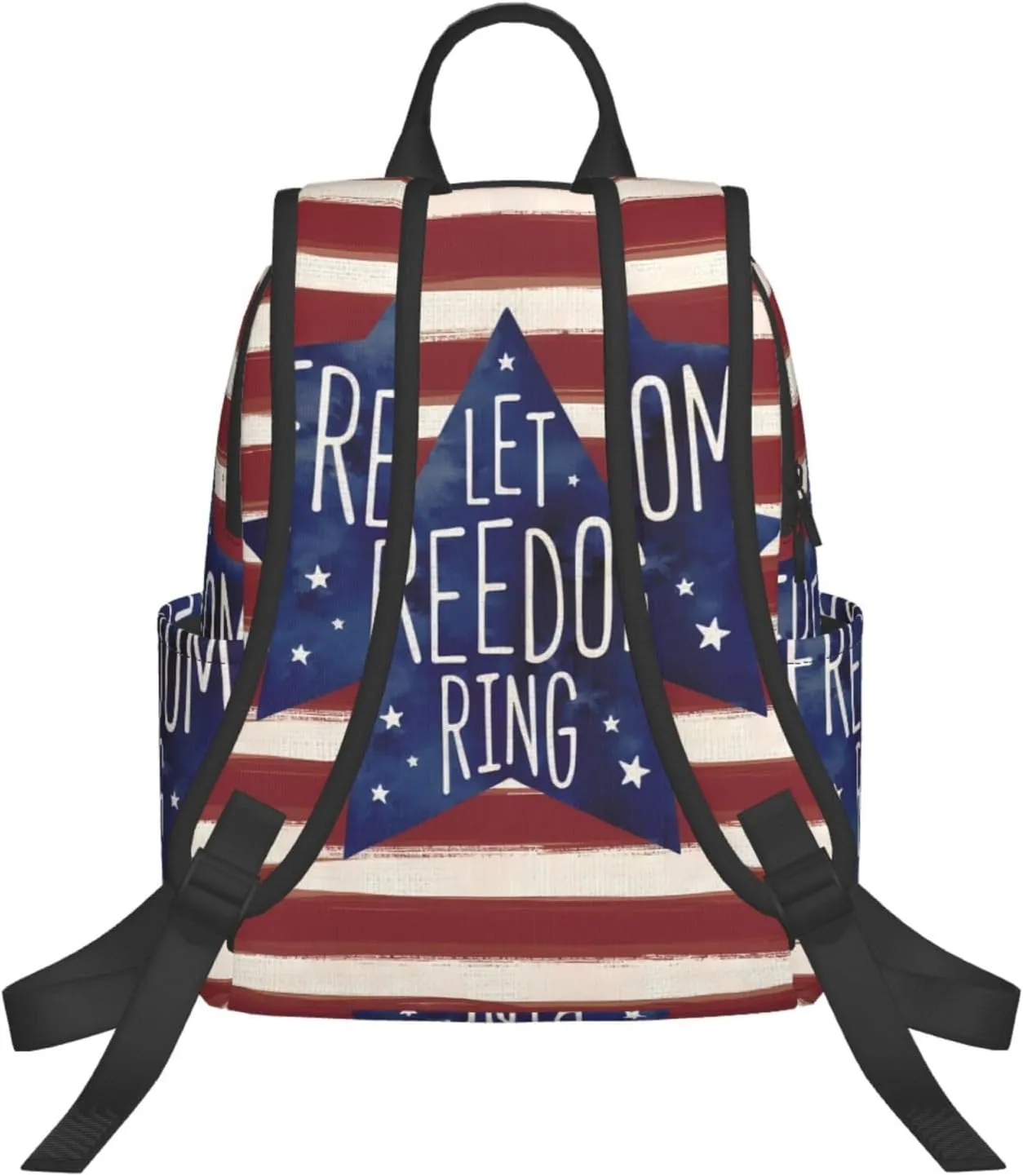 American Independence Day American Flag Stripes Let Freedom Ring Casual Backpacks Laptop Backpack Outdoor Travel Rucksack Sport Carry-On Daypack Lightweight Bag with Multi-Pockets