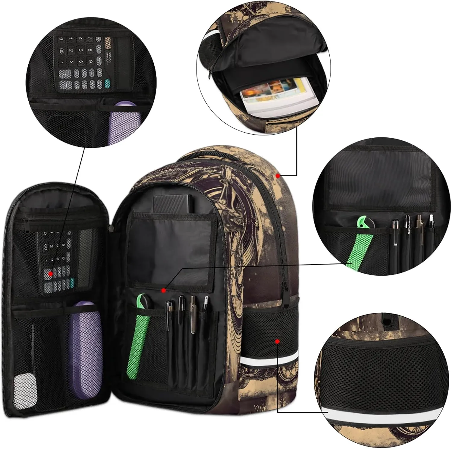 American Style Motorcycle Travel Backpack Waterproof Laptop Shoulder Bag with Adjustable Strap Casual Hiking Gym Travel Daypack