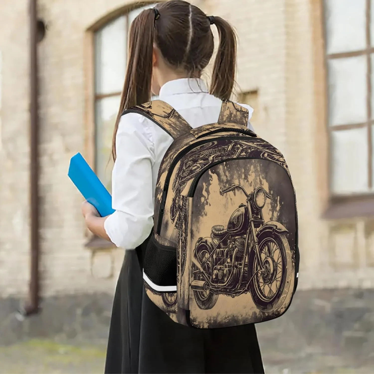 American Style Motorcycle Travel Backpack Waterproof Laptop Shoulder Bag with Adjustable Strap Casual Hiking Gym Travel Daypack