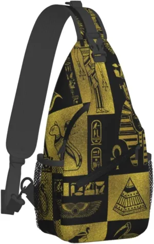 Ancient Egyptian Pyramids Vintage Cultural Symbols Men'S Crossbody Bag Travel Hiking Shoulder Backpack Chest Bag