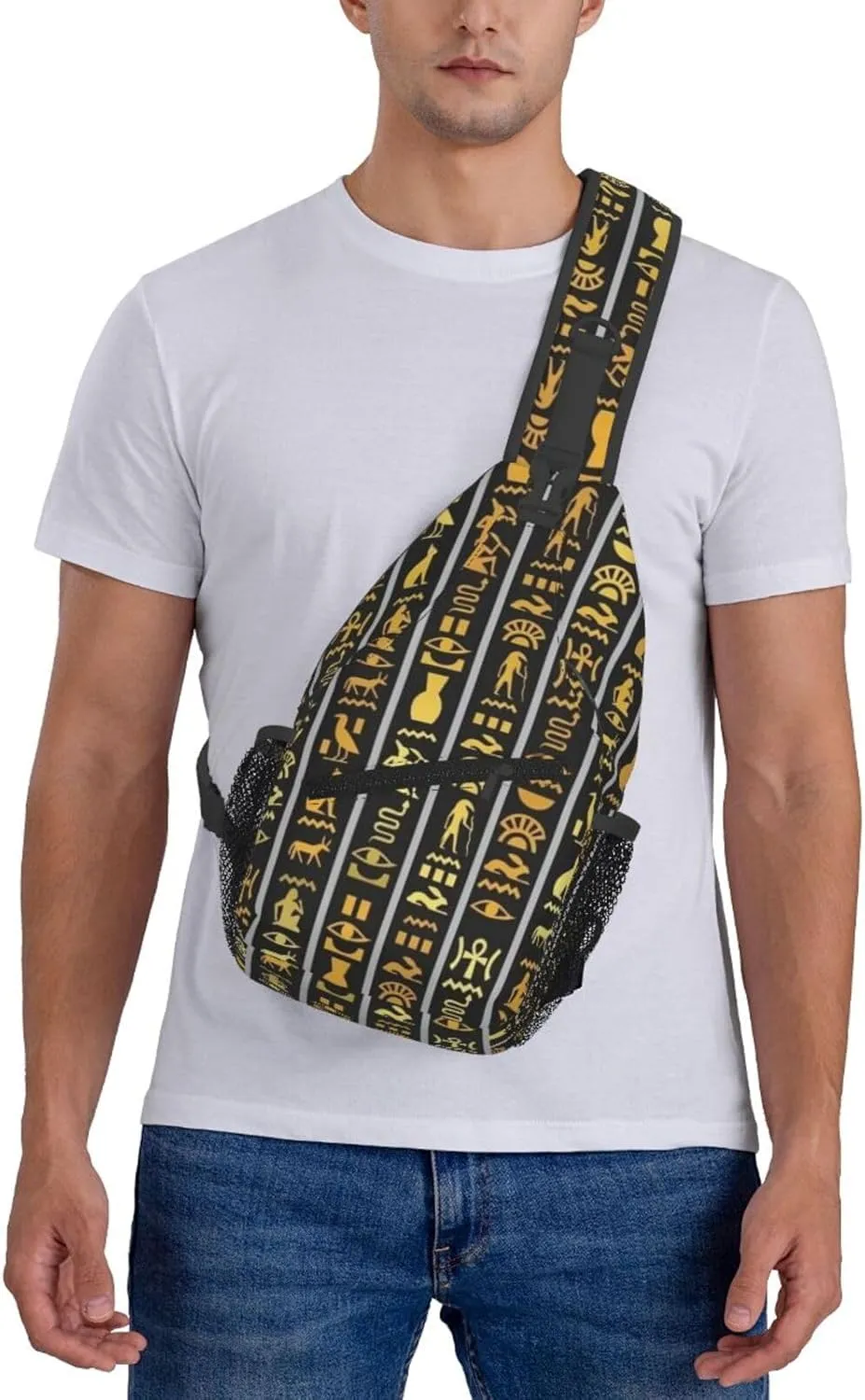 Ancient Egyptian Pyramids Vintage Cultural Symbols Men'S Crossbody Bag Travel Hiking Shoulder Backpack Chest Bag