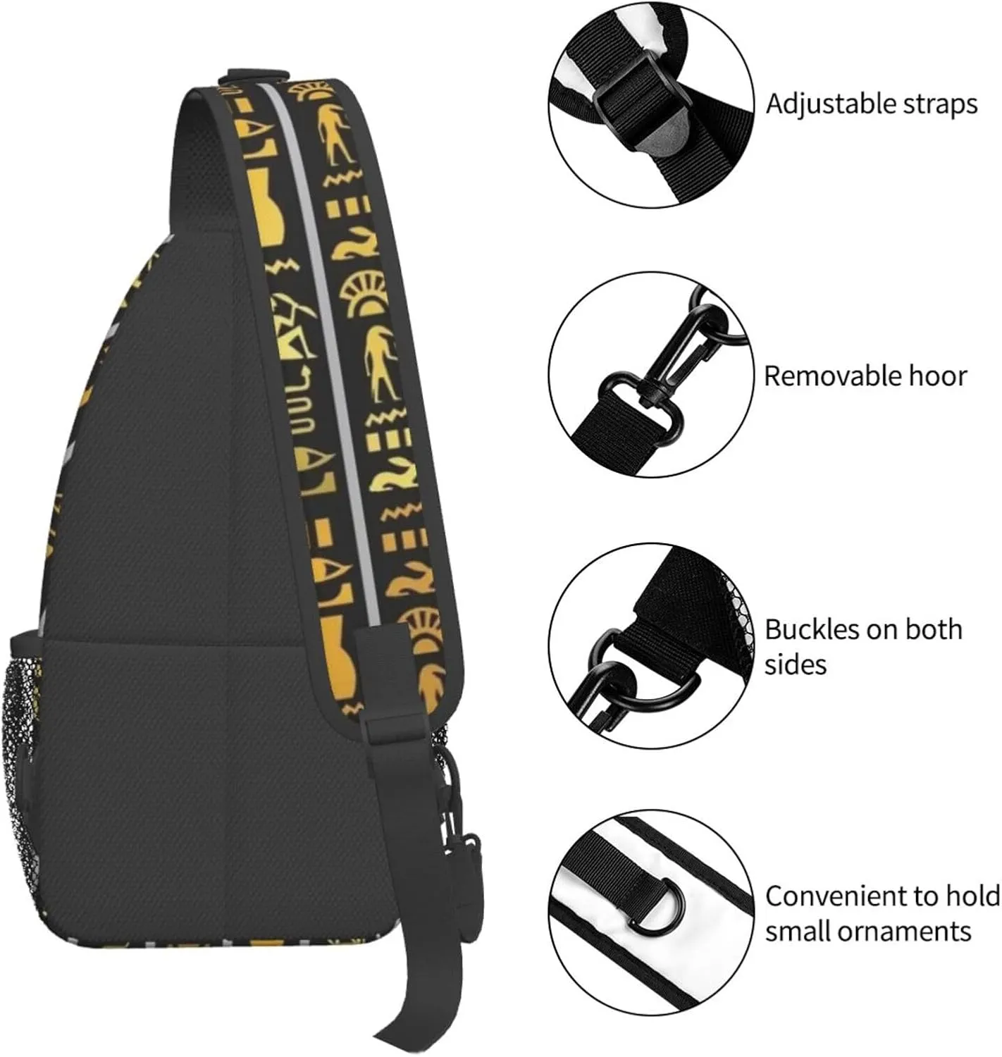 Ancient Egyptian Pyramids Vintage Cultural Symbols Men'S Crossbody Bag Travel Hiking Shoulder Backpack Chest Bag