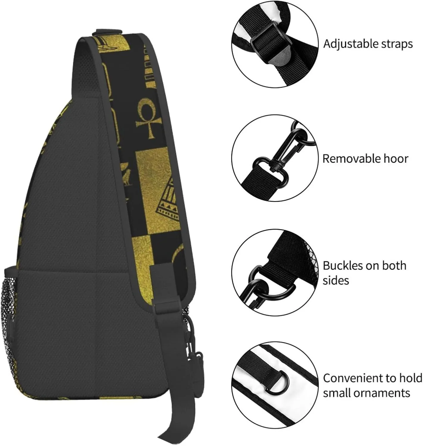 Ancient Egyptian Pyramids Vintage Cultural Symbols Men'S Crossbody Bag Travel Hiking Shoulder Backpack Chest Bag