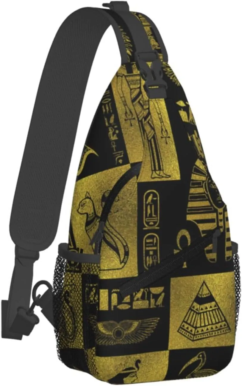 Ancient Egyptian Pyramids Vintage Cultural Symbols Men'S Crossbody Bag Travel Hiking Shoulder Backpack Chest Bag