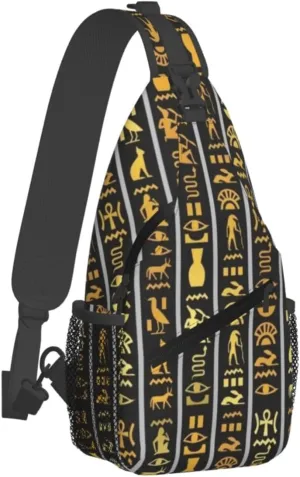 Ancient Egyptian Pyramids Vintage Cultural Symbols Men'S Crossbody Bag Travel Hiking Shoulder Backpack Chest Bag