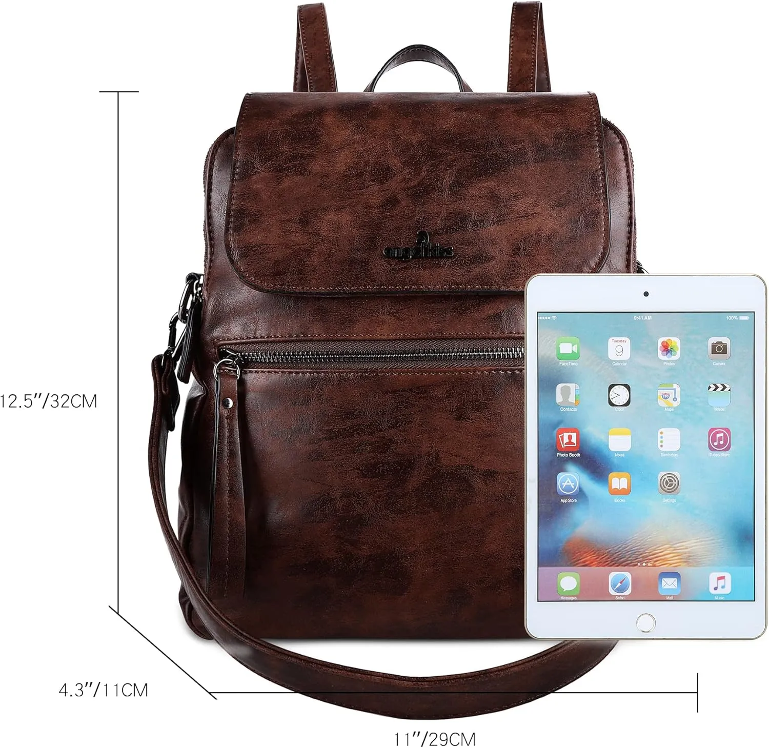 Angel Kiss Backpack Purse for Women Casual Fashion Vegan Leather Shoulder Bag Ladies Zipper Magnetic Flap Backpack