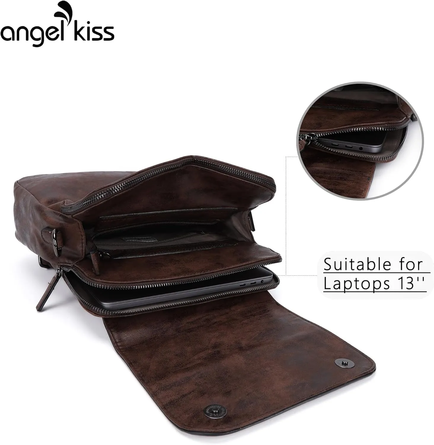 Angel Kiss Backpack Purse for Women Casual Fashion Vegan Leather Shoulder Bag Ladies Zipper Magnetic Flap Backpack