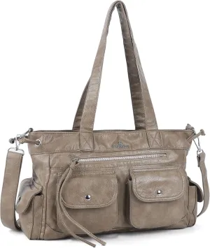 Angel Kiss Handbags for Women Soft Vegan Leather Purses Multiple Pockets Shoulder Bags Ladies Roomy Zippers Tote Bag