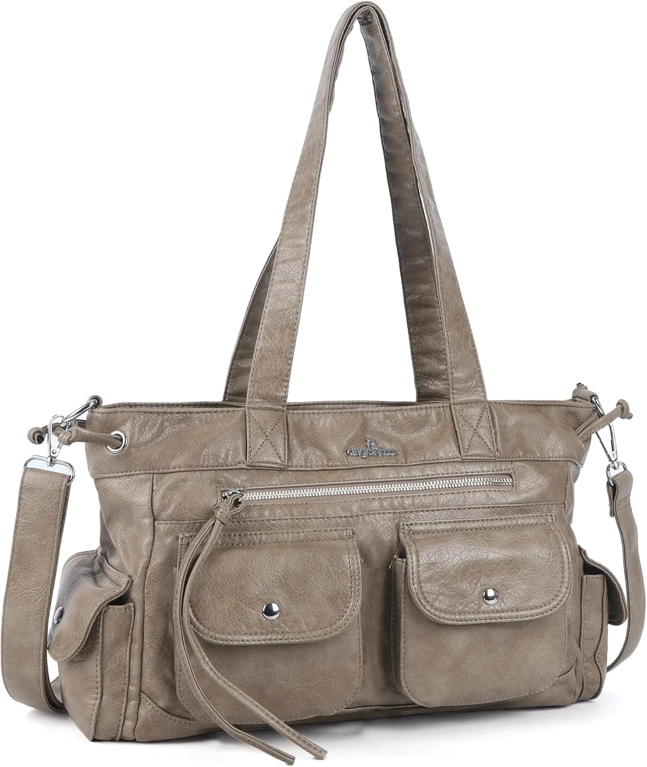 Angel Kiss Handbags for Women Soft Vegan Leather Purses Multiple Pockets Shoulder Bags Ladies Roomy Zippers Tote Bag