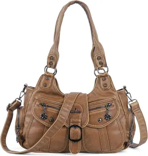Angel Kiss Hobo Bags for Women Vegan Leather Shoulder Purses and Handbags Ladies Roomy Tote Bags Purse with Crossbody Strap