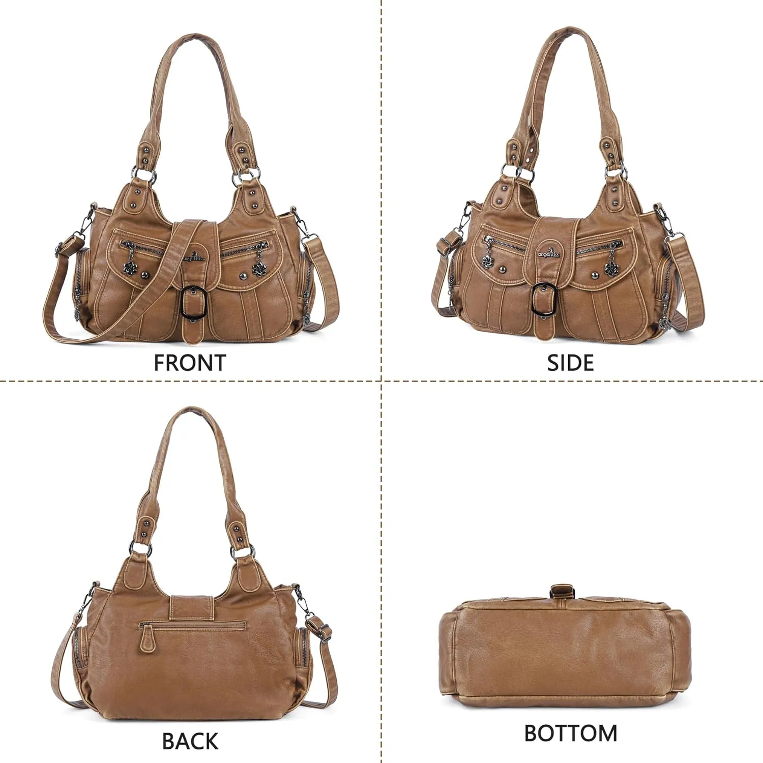 Angel Kiss Hobo Bags for Women Vegan Leather Shoulder Purses and Handbags Ladies Roomy Tote Bags Purse with Crossbody Strap