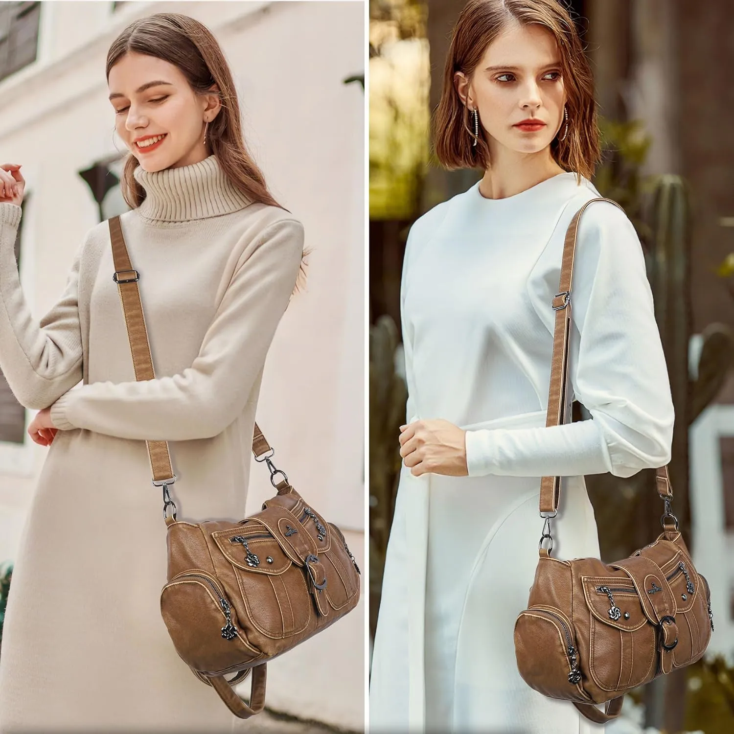 Angel Kiss Hobo Bags for Women Vegan Leather Shoulder Purses and Handbags Ladies Roomy Tote Bags Purse with Crossbody Strap
