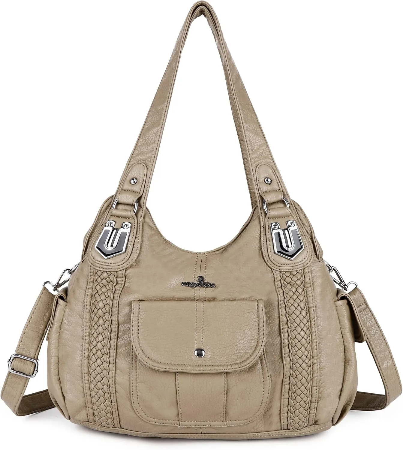 Angelkiss Purses and Handbags for Women Washed Vegan Leather Crossbody Hobo Satchel Shoulder Tote Purse