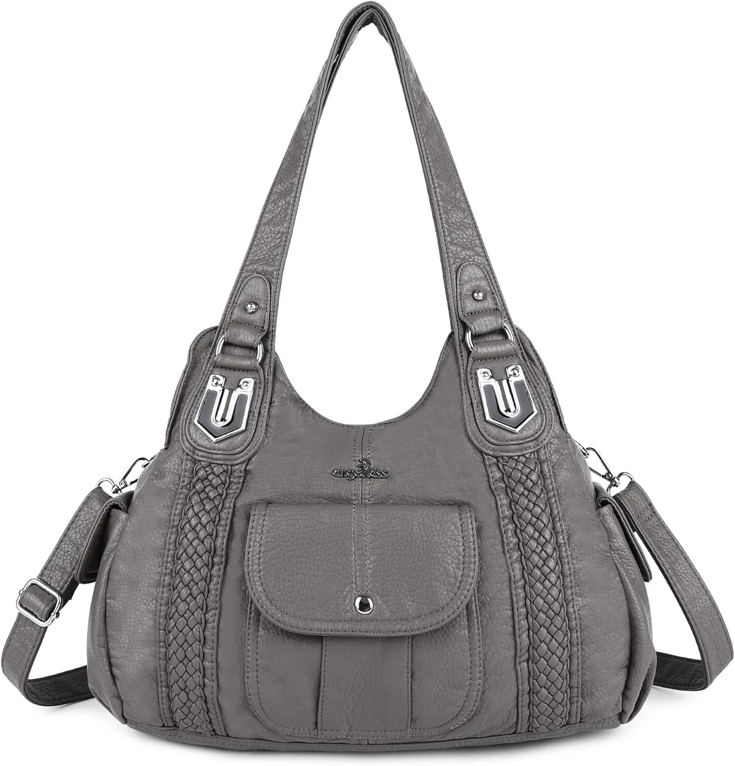 Angelkiss Purses and Handbags for Women Washed Vegan Leather Crossbody Hobo Satchel Shoulder Tote Purse