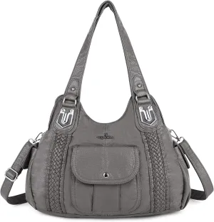Angelkiss Purses and Handbags for Women Washed Vegan Leather Crossbody Hobo Satchel Shoulder Tote Purse