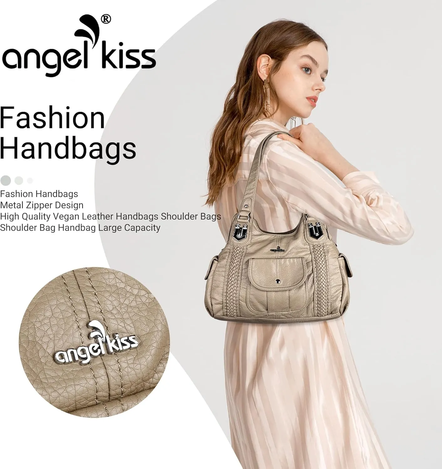 Angelkiss Purses and Handbags for Women Washed Vegan Leather Crossbody Hobo Satchel Shoulder Tote Purse