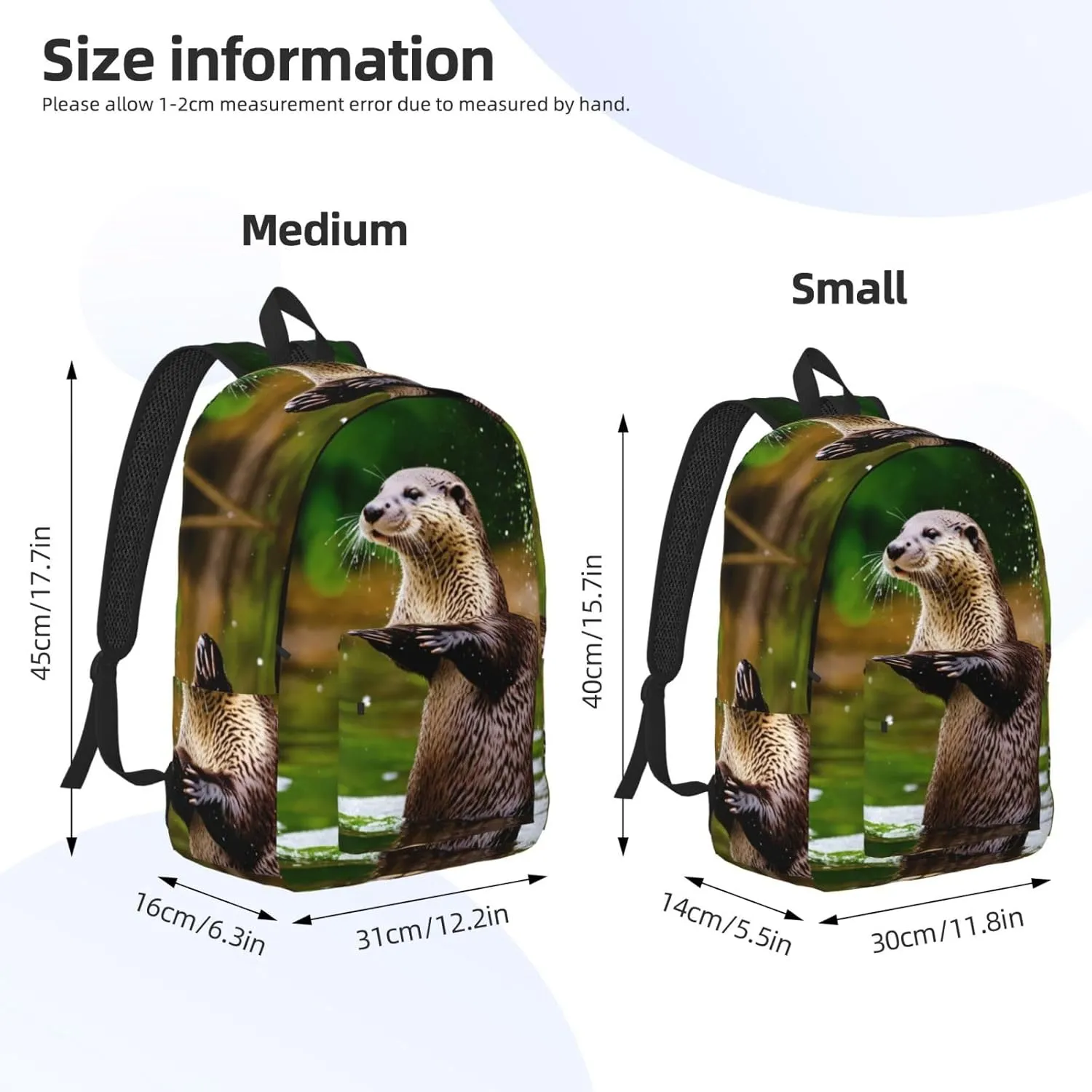 Animal Cute Brown Otters Print Vintage Canvas Backpack,Travel Bag,Stylish And Lightweight With Multiple Pockets