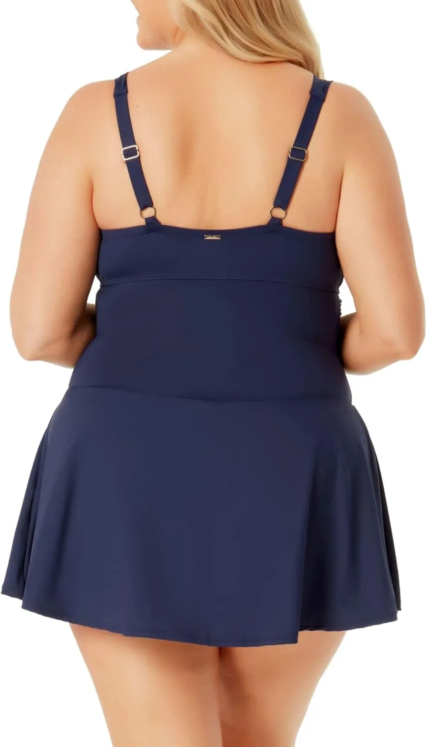 Anne Cole Plus - Adjustable Side Slit Skirted Bottom