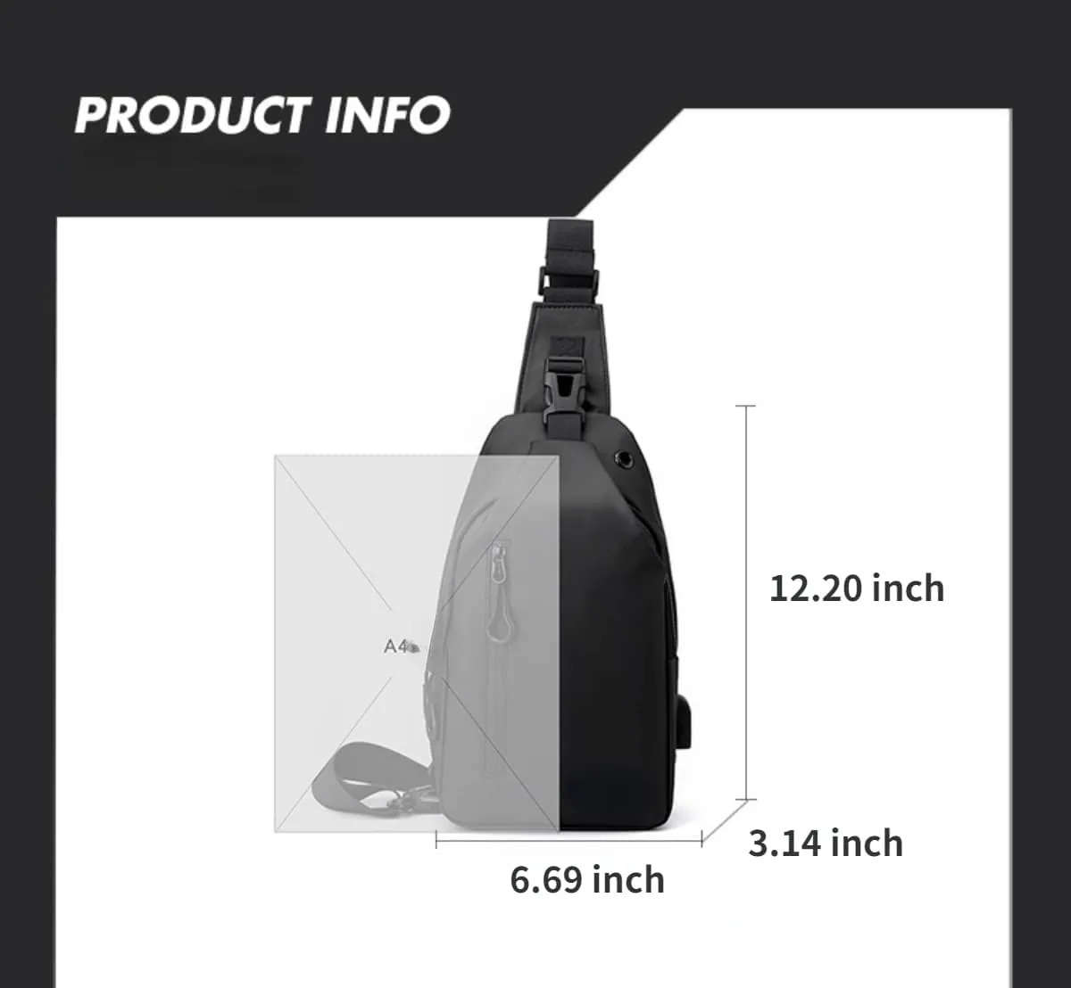 Anti-Theft Sling Bag Waterproof Crossbody Travel Tactical shoulder Bag for Men and Women (Black)