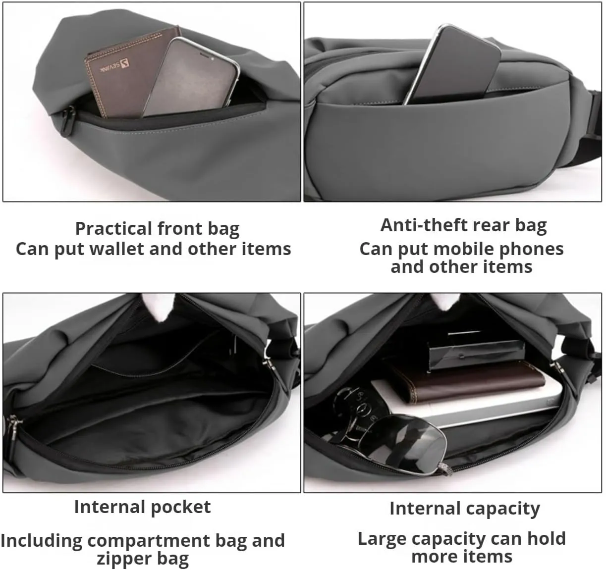 Anti-Theft Sling Bag Waterproof Crossbody Travel Tactical shoulder Bag for Men and Women (Black)