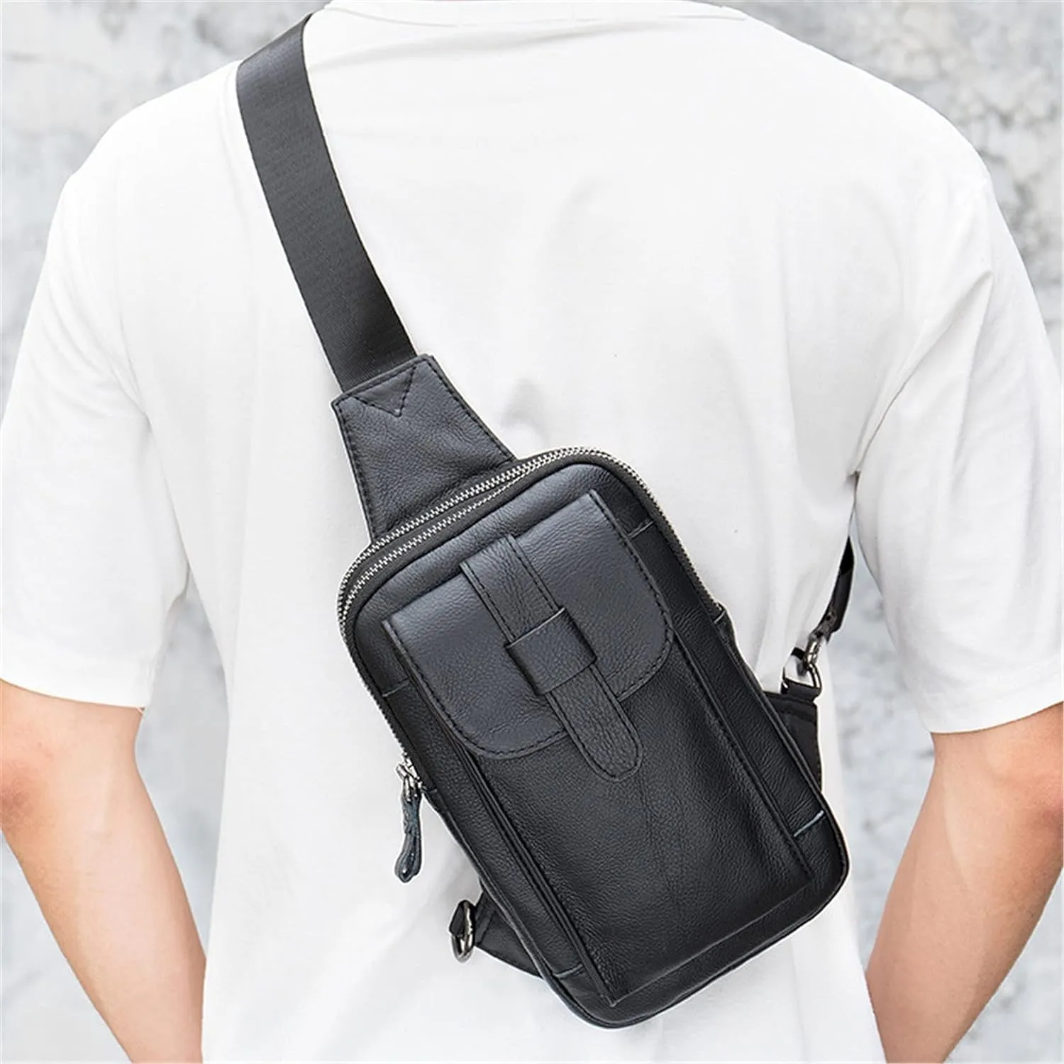 Anti Theft Sling Chest Bag Leather Chest Shoulder Backpack Travel Daypack For Outdoor Sports Crossbody Backpack