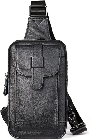 Anti Theft Sling Chest Bag Leather Chest Shoulder Backpack Travel Daypack For Outdoor Sports Crossbody Backpack