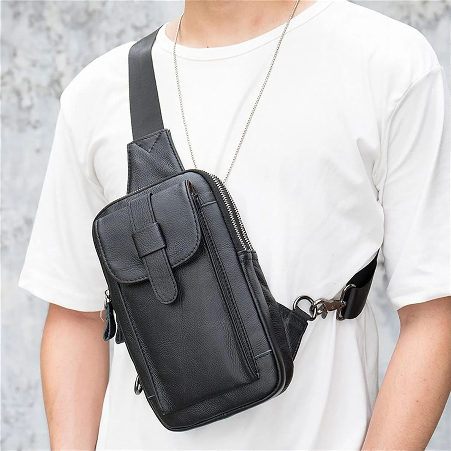Anti Theft Sling Chest Bag Leather Chest Shoulder Backpack Travel Daypack For Outdoor Sports Crossbody Backpack