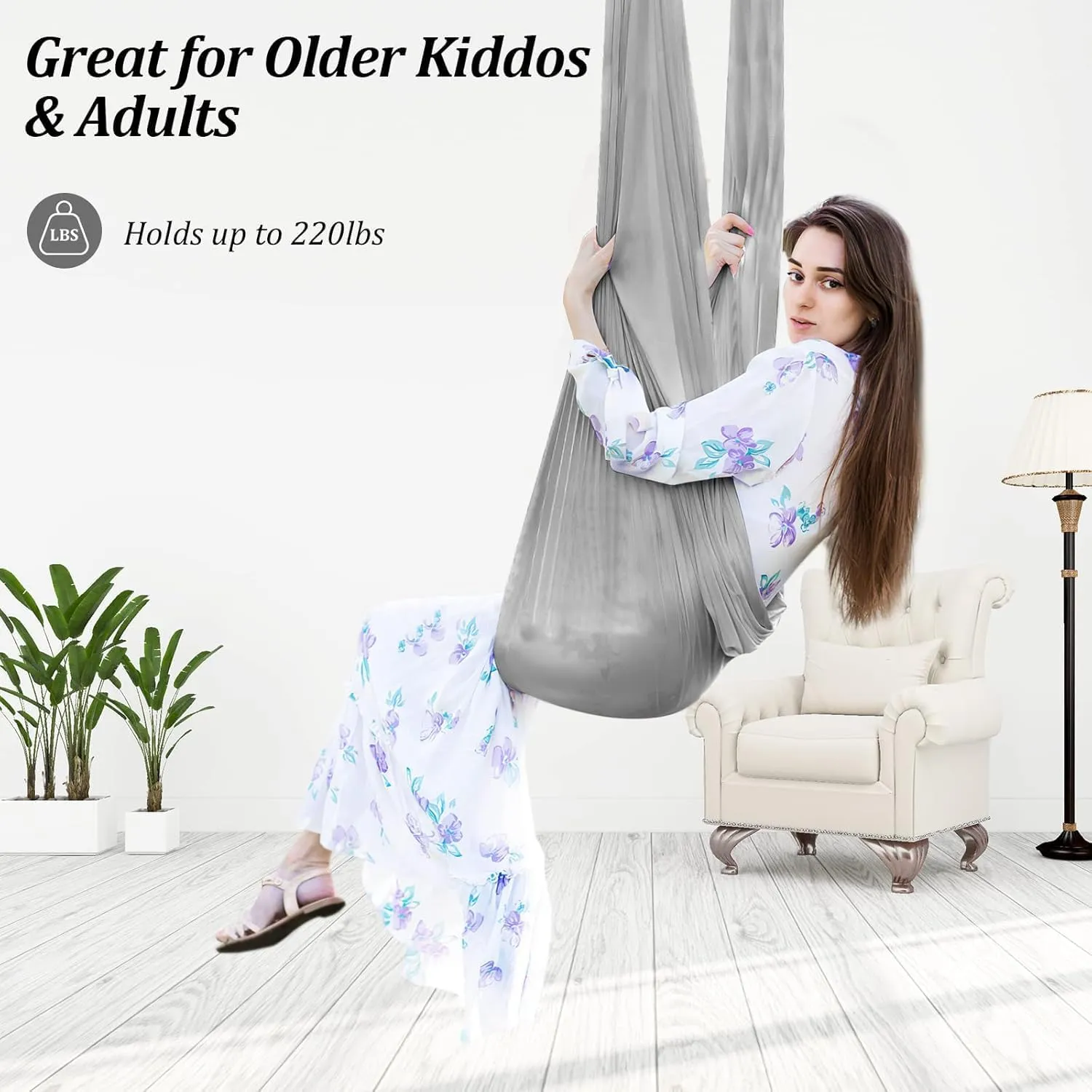 Aokitec Sensory Swing for Kids with Special Needs, Kid Swing Hammock Therapy Swing Indoor Swing for Children with Autism, ADHD, Asperger, Sensory Integration (Light Gray)