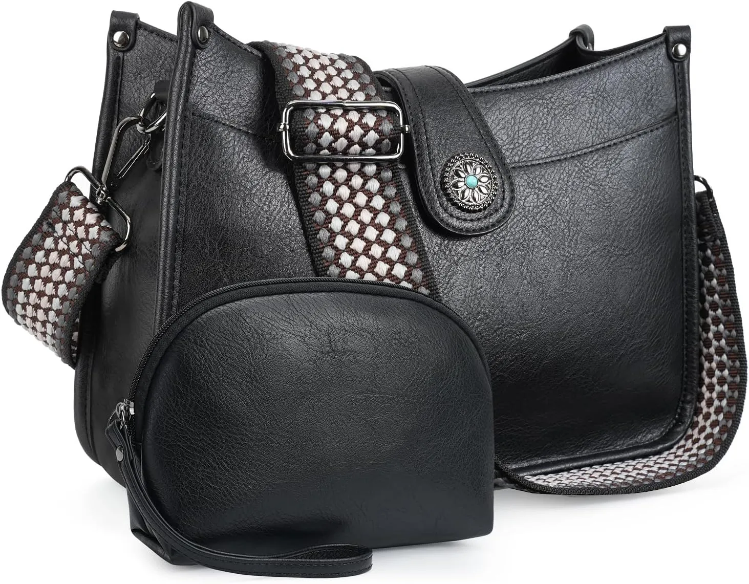 APHISON Crossbody Bags For Women Trendy 2PCS Vegan Leather Hobo Handbags Purses Wallet Set Shoulder Bucket Bag with 2 Strap