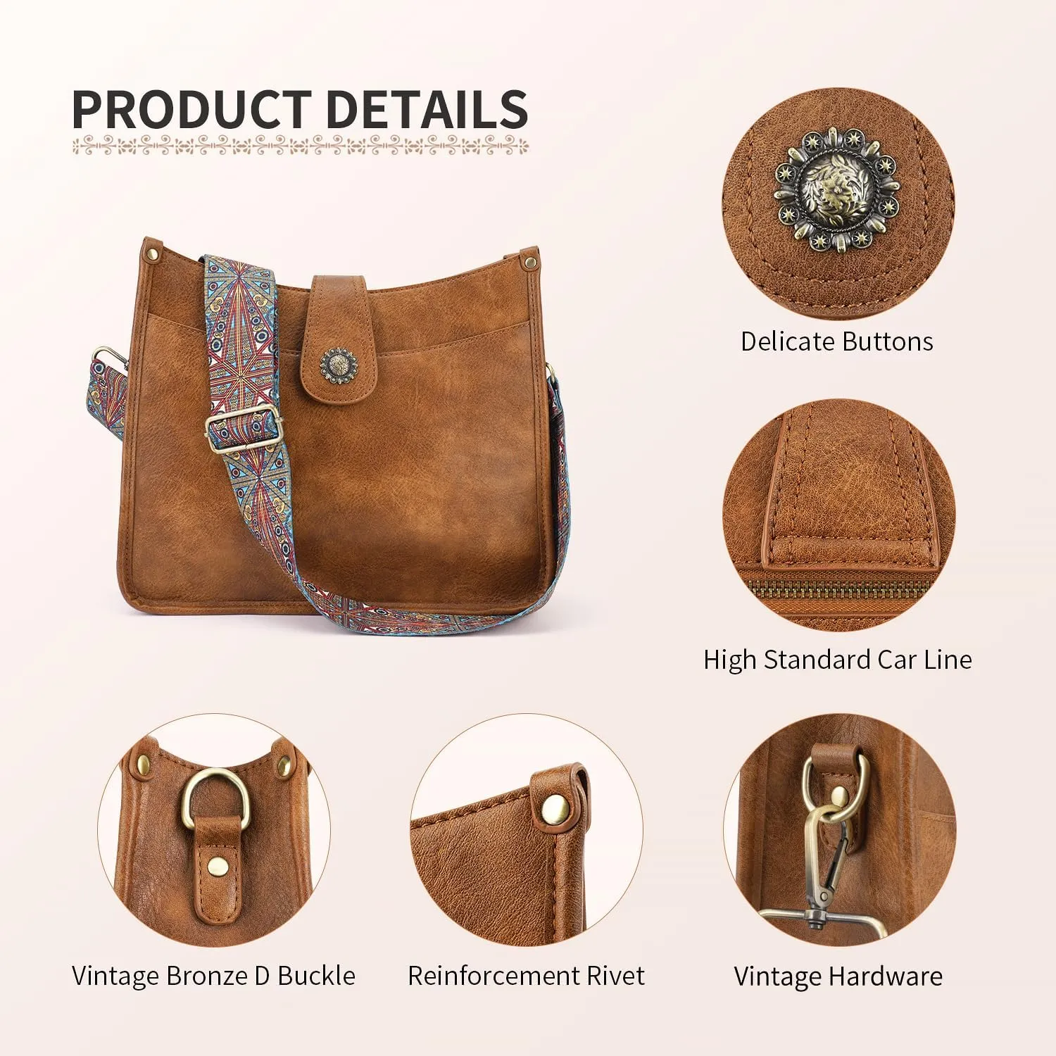 APHISON Crossbody Bags For Women Trendy, Leather Hobo Handbag Crossbody Purses Shoulder Bucket Bag with 2 Strap