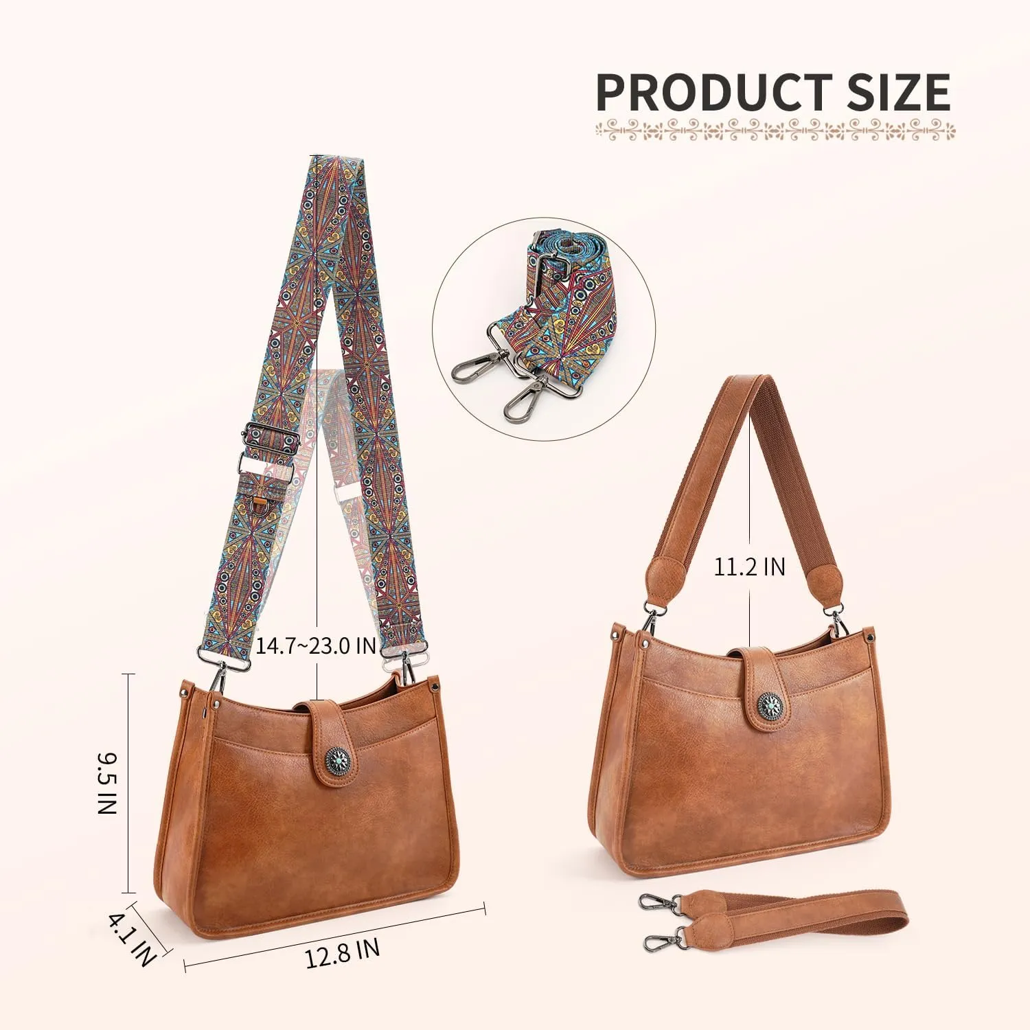 APHISON Crossbody Bags For Women Trendy, Leather Hobo Handbag Crossbody Purses Shoulder Bucket Bag with 2 Strap