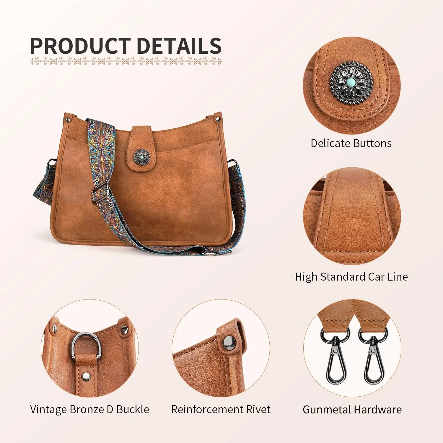 APHISON Crossbody Bags For Women Trendy, Leather Hobo Handbag Crossbody Purses Shoulder Bucket Bag with 2 Strap
