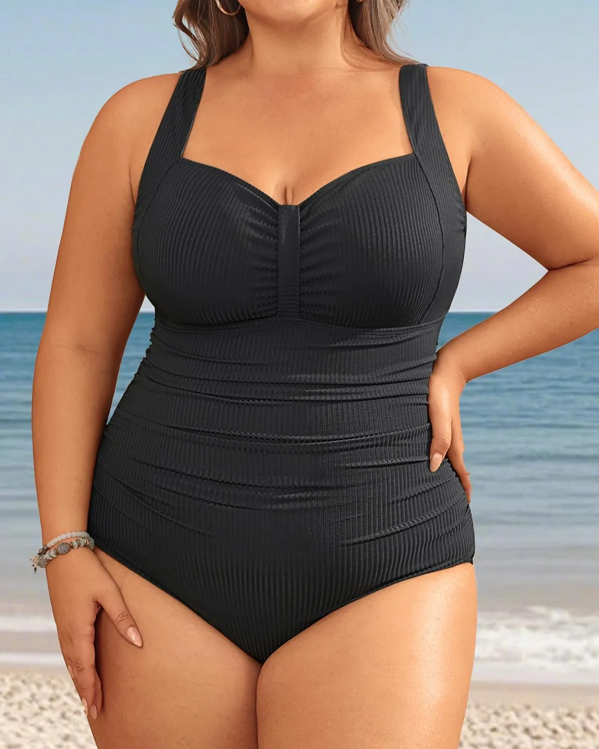 Aqua Eve Plus Size One Piece Swimsuit for Women Tummhy Control Bathingsuit Plus Size Swimwear