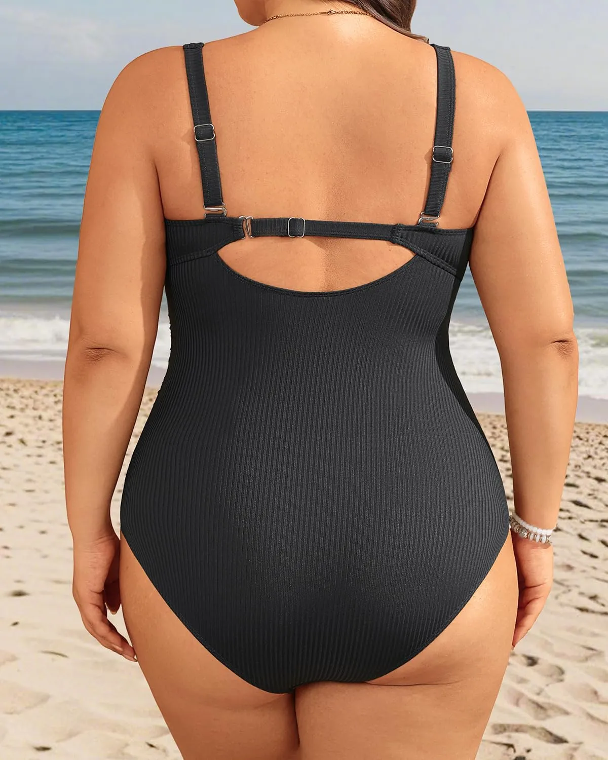 Aqua Eve Plus Size One Piece Swimsuit for Women Tummhy Control Bathingsuit Plus Size Swimwear