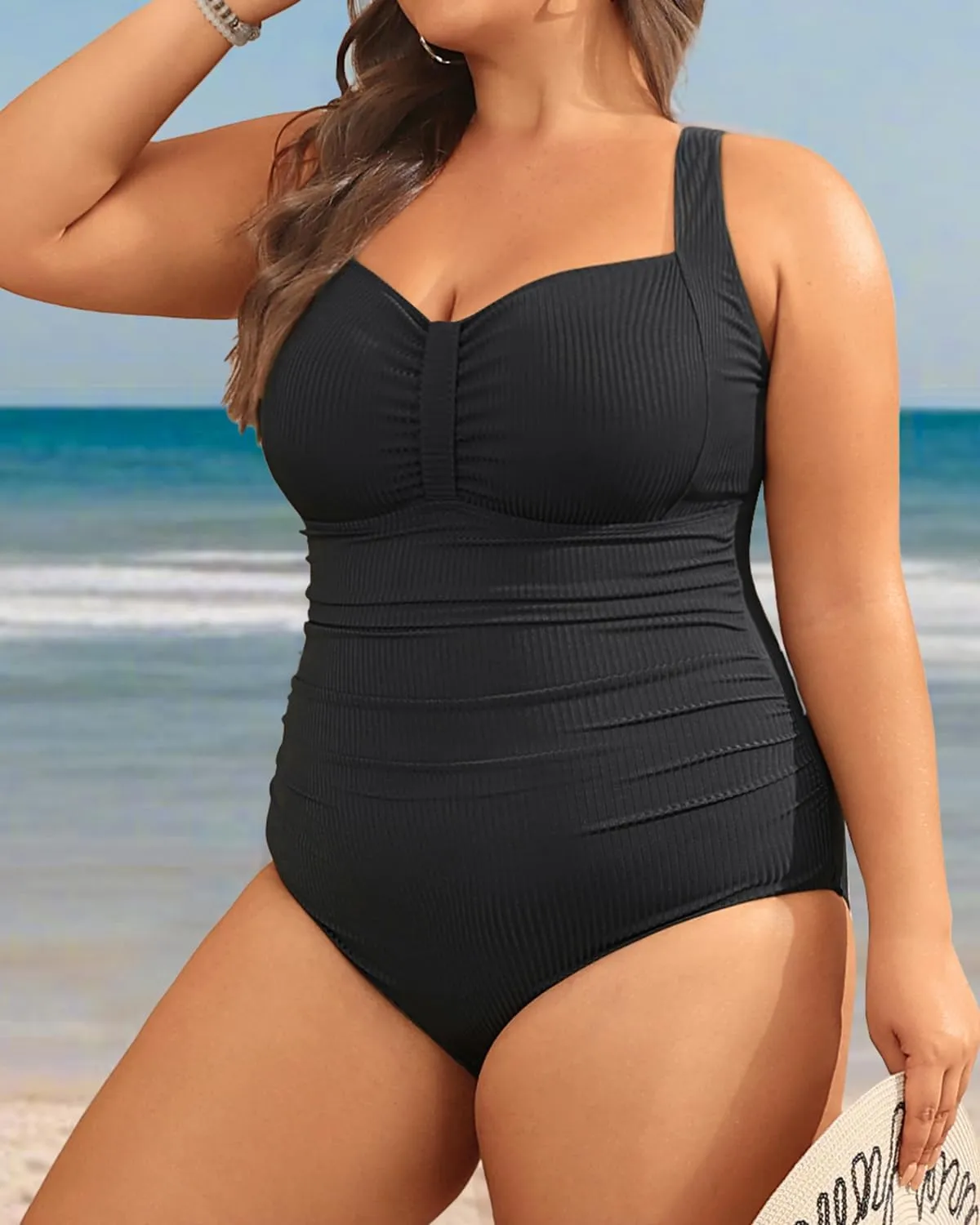 Aqua Eve Plus Size One Piece Swimsuit for Women Tummhy Control Bathingsuit Plus Size Swimwear
