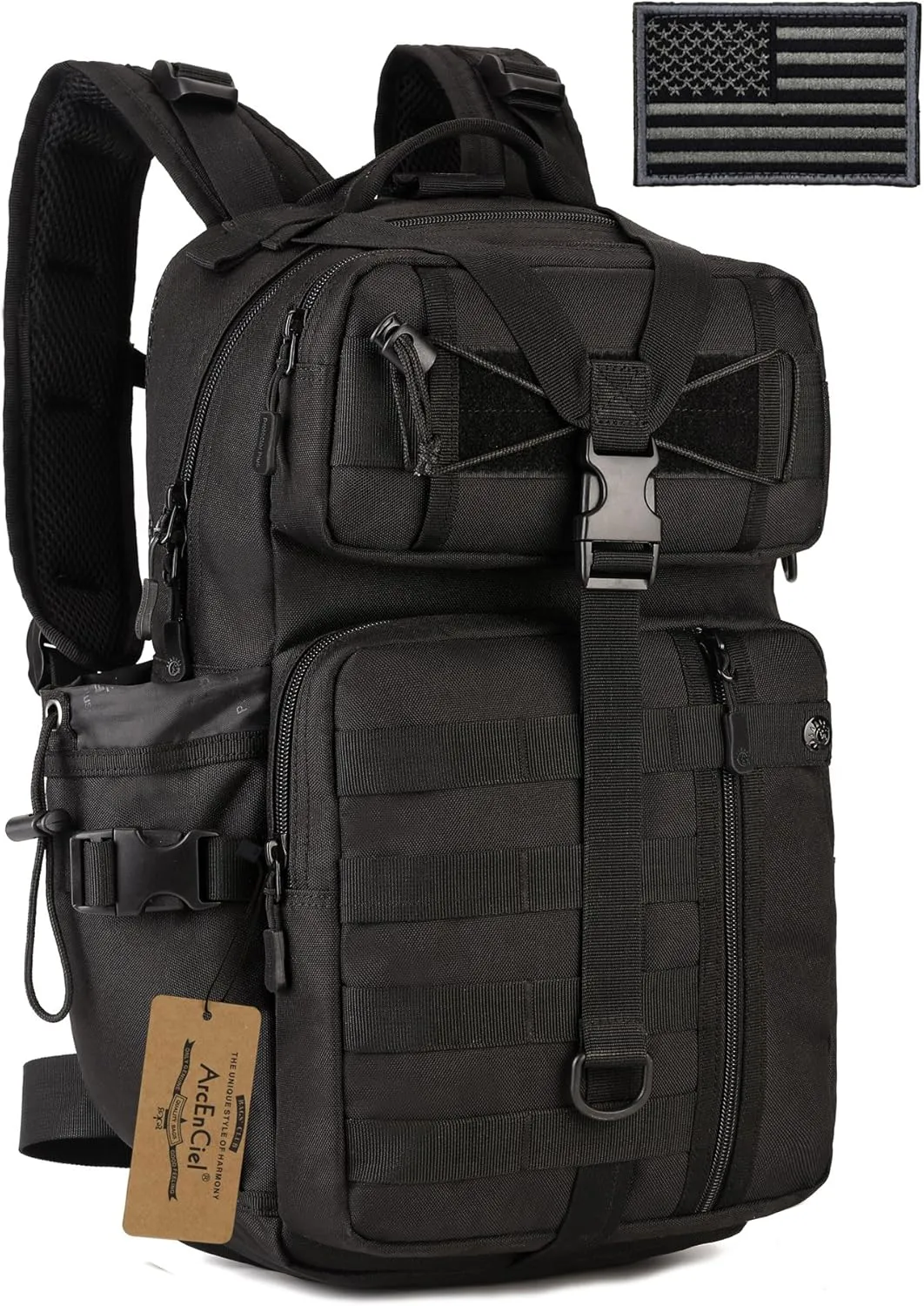 ArcEnCiel Hydration Pack Motorcycle Backpack Tactical Bag with Patch without Waterbladder