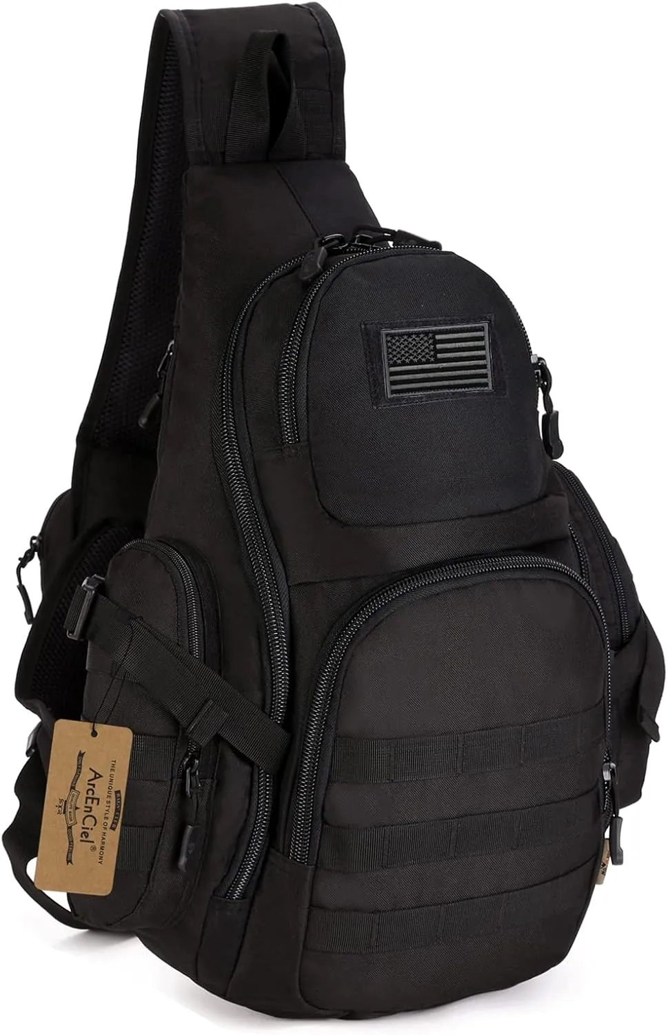 ArcEnCiel Tactical Sling Pack Military Molle Chest Crossbody Shoulder Bags with Patch