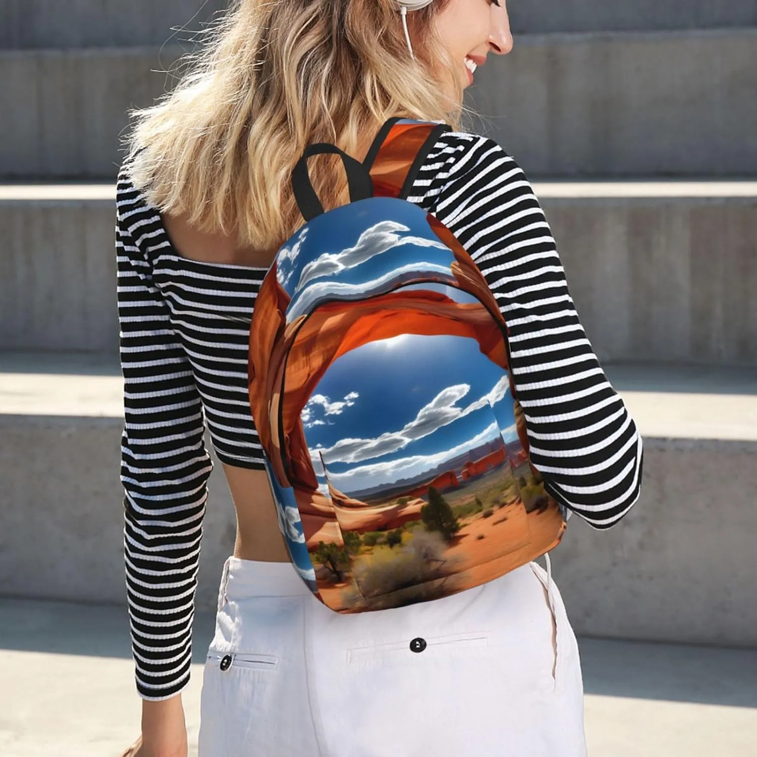 Arches National Park-Standard Print Canvas Laptop Backpack Outdoor Casual Travel Bag Daypack Book Bag For Men Women