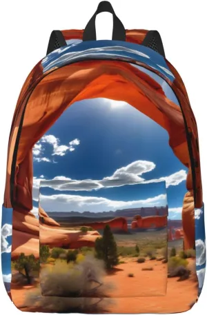 Arches National Park-Standard Print Canvas Laptop Backpack Outdoor Casual Travel Bag Daypack Book Bag For Men Women