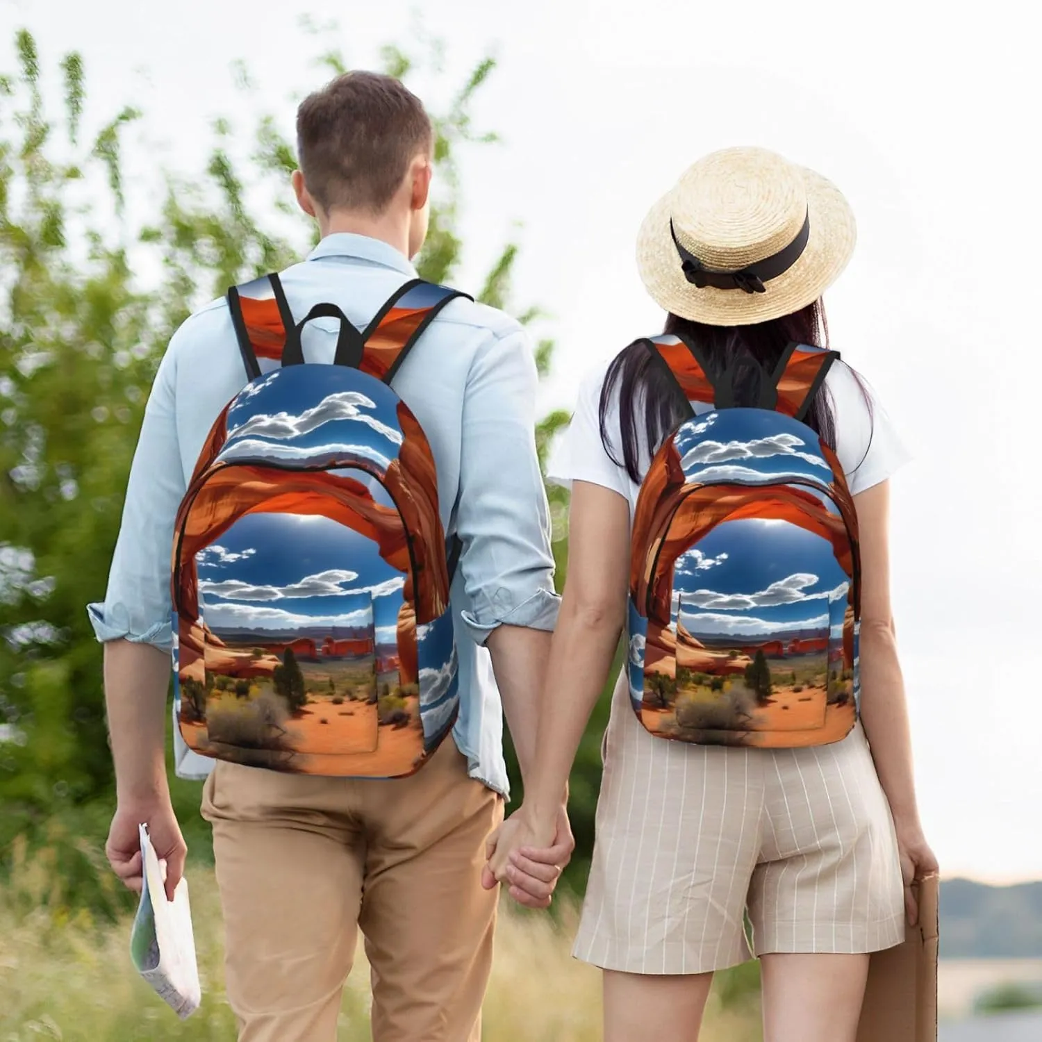 Arches National Park-Standard Print Canvas Laptop Backpack Outdoor Casual Travel Bag Daypack Book Bag For Men Women