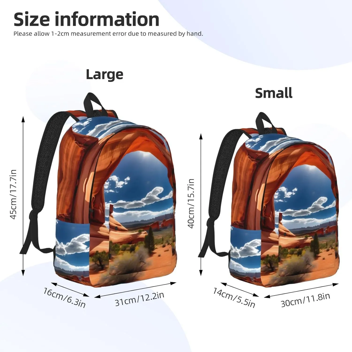 Arches National Park-Standard Print Canvas Laptop Backpack Outdoor Casual Travel Bag Daypack Book Bag For Men Women
