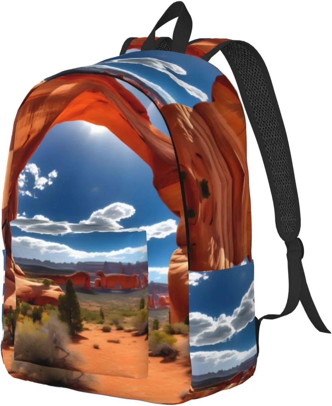 Arches National Park-Standard Print Canvas Laptop Backpack Outdoor Casual Travel Bag Daypack Book Bag For Men Women