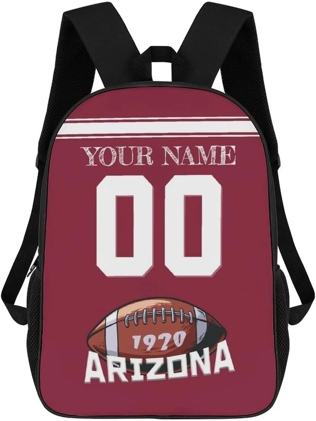 Arizona Backpack Custom Name Number Laptop Shoulder Bag Bookbag Personalized Sports Gift for Men Women Boy Girl, 17 Inch